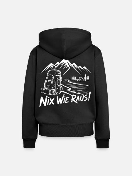 Nix Wie Raus Bergwanderung - Frauen Premium Bio Zip Hoodie - Schwarz