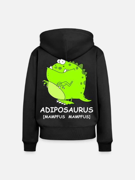 Adiposaursus Dino-Comic - Frauen Premium Bio Zip Hoodie - Schwarz