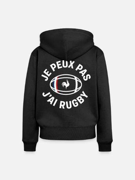Französischer Rugby-Hahn – Ich kann nicht - Frauen Premium Bio Zip Hoodie - Schwarz