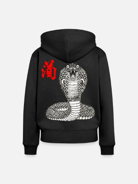 Cobra Asiatisch - Frauen Premium Bio Zip Hoodie - Schwarz
