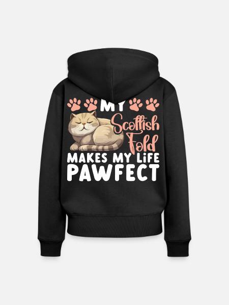 Scottish Fold Besitzer Katze Stofftier Scottish - Frauen Premium Bio Zip Hoodie - Schwarz
