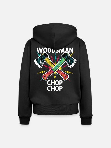 Woodsman Chop Chop Camping-Äxte - Frauen Premium Bio Zip Hoodie - Schwarz