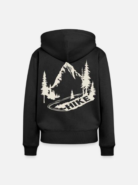 Hiking Trail [White] - Frauen Premium Bio Zip Hoodie - Schwarz