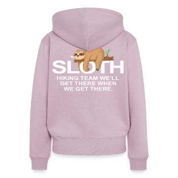 Sloth Hiking Team Lustiges Outdoor-Abenteuer - Frauen Premium Bio Zip Hoodie - Altrosa - Hinten - Julia (174cm)
