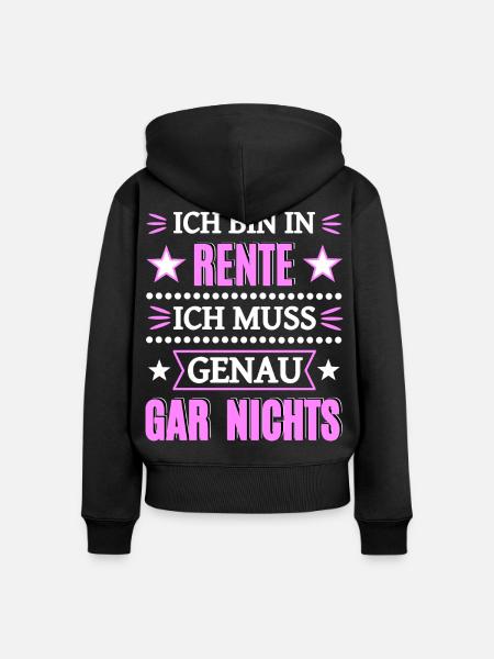 Endlich in Rente - Frauen Premium Bio Zip Hoodie - Schwarz