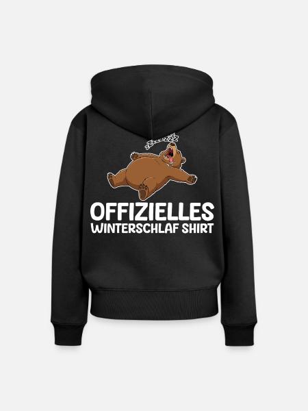 Winterschlaf Modus Bär Lustig Langschläfer - Frauen Premium Bio Zip Hoodie - Schwarz