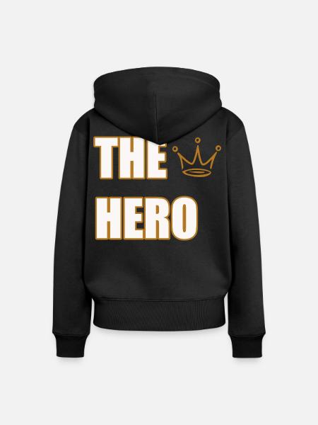 THE HERO – Bold & Powerful Statement Design - Frauen Premium Bio Zip Hoodie - Schwarz