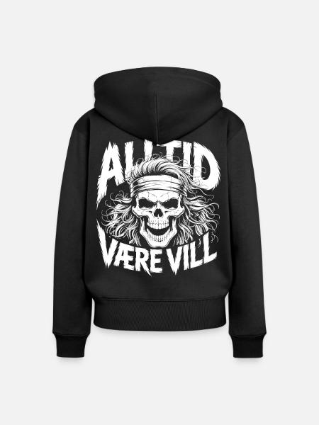Bleib wild, Schädel - Frauen Premium Bio Zip Hoodie - Schwarz