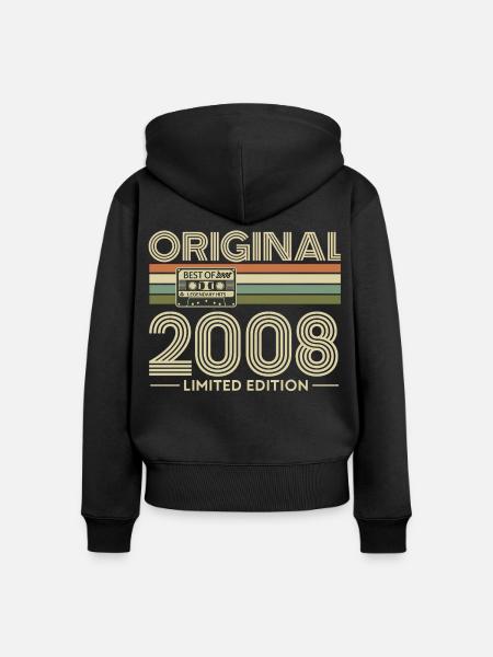 Originale 2008er Vibes Retro-Kassette - Frauen Premium Bio Zip Hoodie - Schwarz