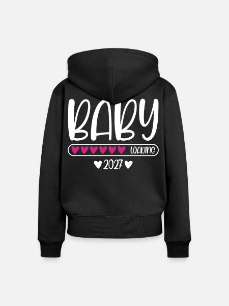 Baby 2027 loading Herzchen Ladebalken - Frauen Premium Bio Zip Hoodie - Schwarz
