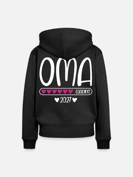Oma 2027 loading Herzchen Ladebalken - Frauen Premium Bio Zip Hoodie - Schwarz