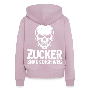 Zucker Schädel Snack Dich Weg - Frauen Premium Bio Zip Hoodie - Altrosa - Hinten - Julia (174cm)