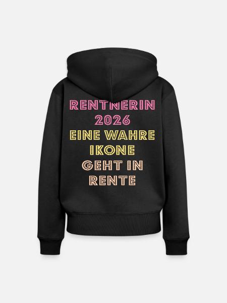 Rente Abschied Rentnerin 2026 - Frauen Premium Bio Zip Hoodie - Schwarz
