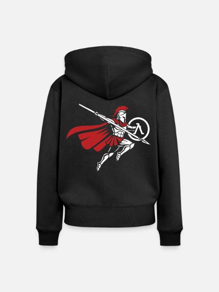 Spartan Spear Jump Maskottchen Spartan Strike - Frauen Premium Bio Zip Hoodie - Schwarz
