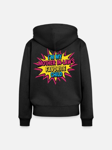 Schwiegermutter Lieblingskind - Frauen Premium Bio Zip Hoodie - Schwarz