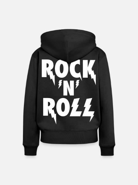 Rock'N'Roll Blitz-Emblem - Frauen Premium Bio Zip Hoodie - Schwarz