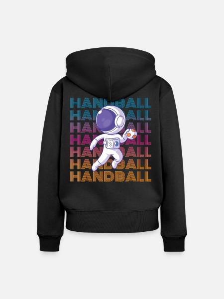 Handball Astronaut - Frauen Premium Bio Zip Hoodie - Schwarz
