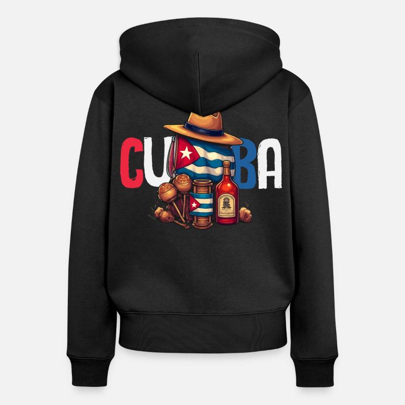 Cuba Pride & Home - Design du drapeau de Cuba - Sweat à capuche zippé Premium bio Femme - noir