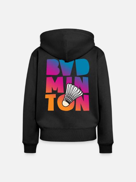 Badminton - Frauen Premium Bio Zip Hoodie - Schwarz