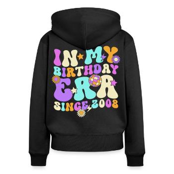 18. Geburtstag 2008 Vintage Retro Geschenk - Frauen Premium Bio Zip Hoodie - Schwarz - Hinten - Julia (174cm)