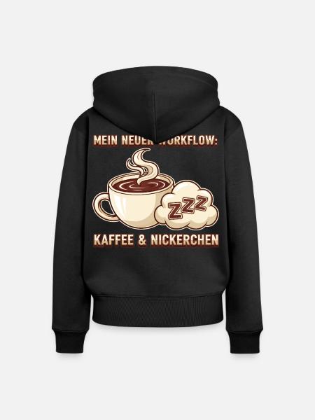 Mein Workflow Kaffee Nickerchen - Frauen Premium Bio Zip Hoodie - Schwarz