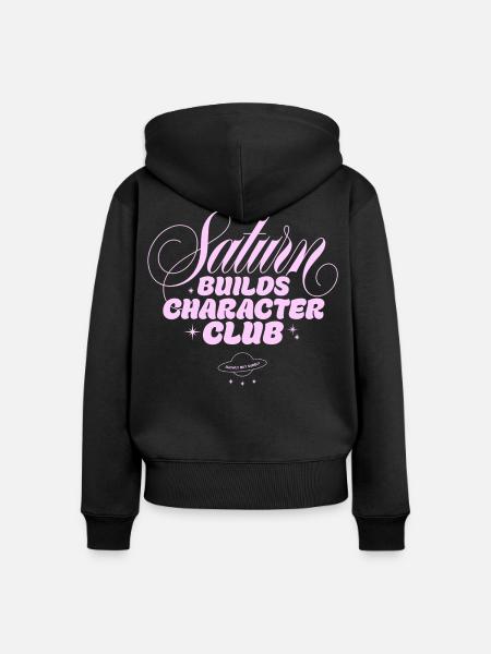 Saturn Charakterclub Print - Frauen Premium Bio Zip Hoodie - Schwarz