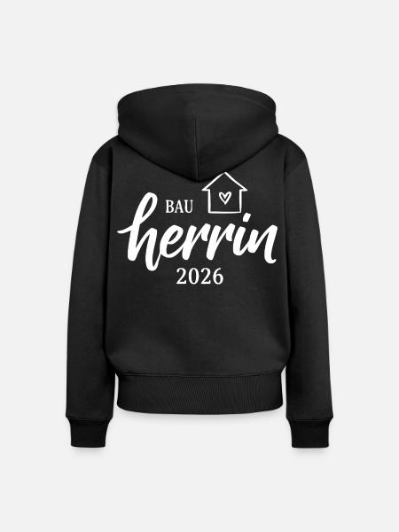 Bauherrin 2026 Haus Herz - Frauen Premium Bio Zip Hoodie - Schwarz
