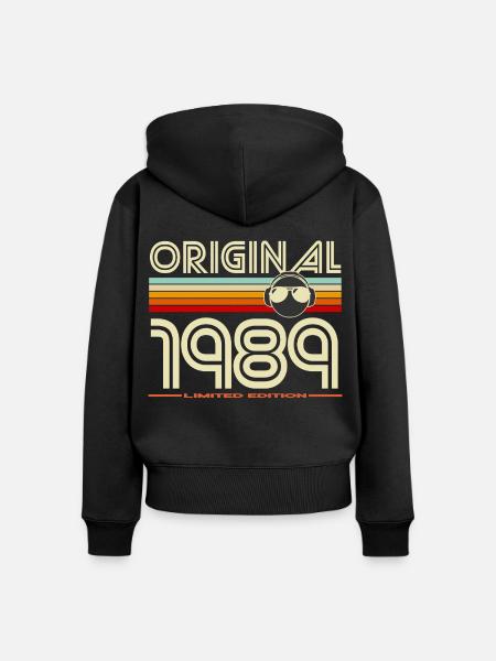 Originaler Retro-Helm von 1989 - Frauen Premium Bio Zip Hoodie - Schwarz
