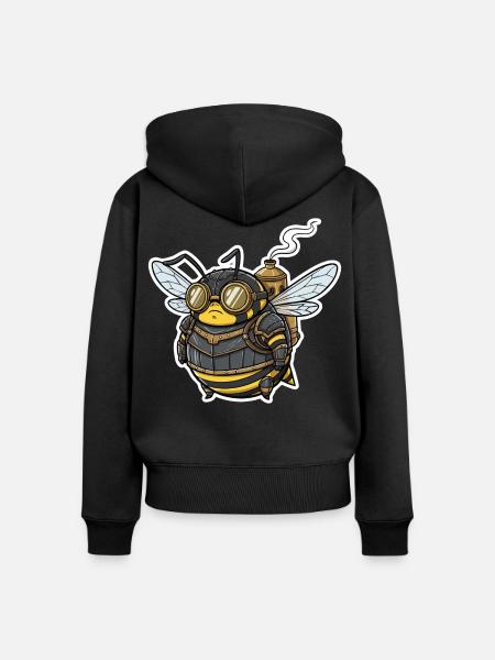 Steampunk Worker Bee Gepanzerte Brille - Frauen Premium Bio Zip Hoodie - Schwarz