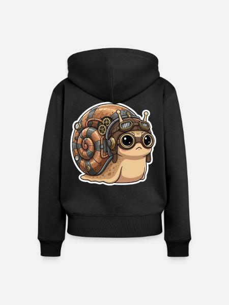 Snail Aviator Steampunk Shell Copper - Frauen Premium Bio Zip Hoodie - Schwarz