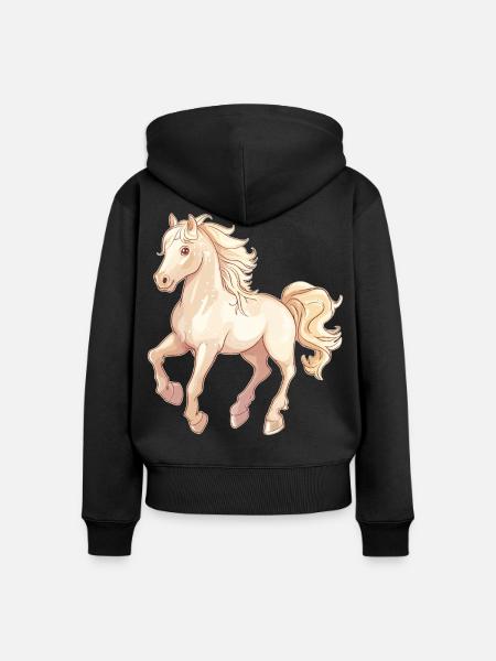 Pferd - Frauen Premium Bio Zip Hoodie - Schwarz