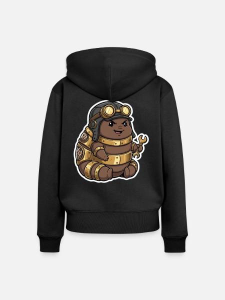 Steampunk-Ingenieur Ingenieur Messing-Crawler - Frauen Premium Bio Zip Hoodie - Schwarz