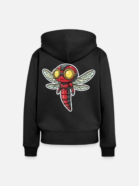 Dragonfly Steampunk Scout Rot und Gold - Frauen Premium Bio Zip Hoodie - Schwarz