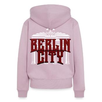 Berlin City lettering with Brandenburg Gate - Women's Premium Organic Zip Hoodie - dusky pink - Back - Julia (174cm)