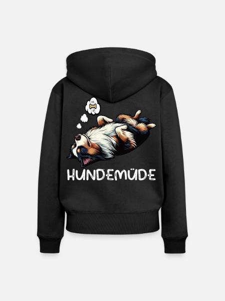 Hundemüde Australian Shepherd Aussie Aussiehalter - Frauen Premium Bio Zip Hoodie - Schwarz