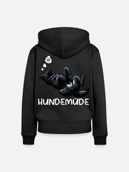 Hundemüde Schwarzer Schäferhund Schäferhundhalter - Frauen Premium Bio Zip Hoodie - Schwarz