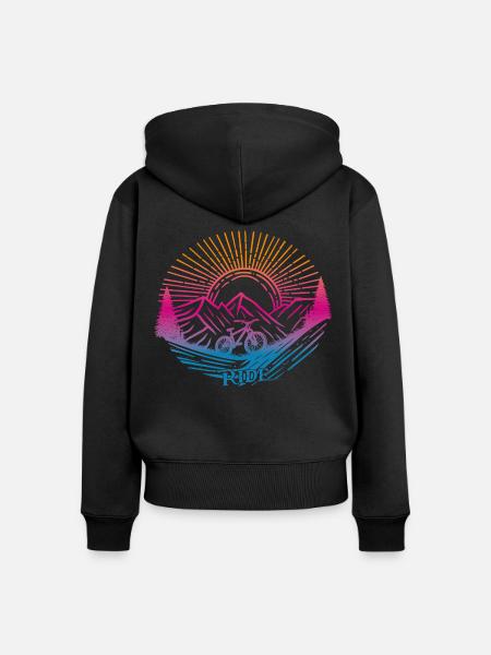 Fahhrrad Downhill Ride - Frauen Premium Bio Zip Hoodie - Schwarz