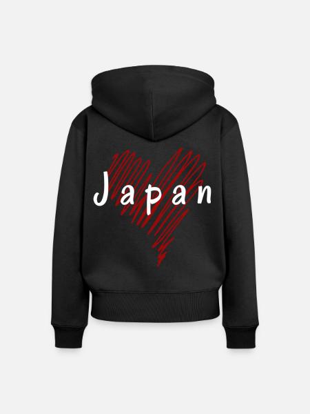 Ich liebe Japan, Herz Japan - Frauen Premium Bio Zip Hoodie - Schwarz