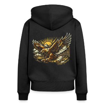 Majestueux aigle royal kazakh - Sweat à capuche zippé Premium bio Femme - noir - Dos - Julia (174cm)