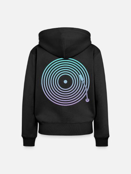 DJ Vinyl Musik - Frauen Premium Bio Zip Hoodie - Schwarz