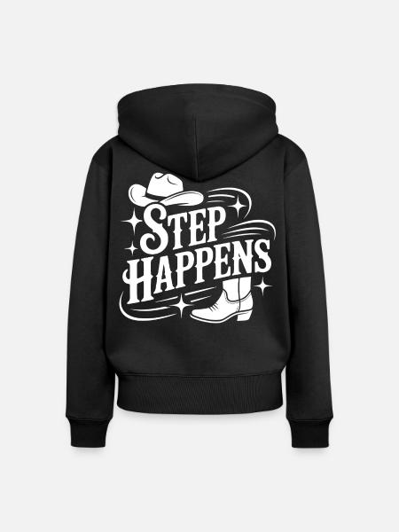 Step Happens Western Line Dance - Frauen Premium Bio Zip Hoodie - Schwarz