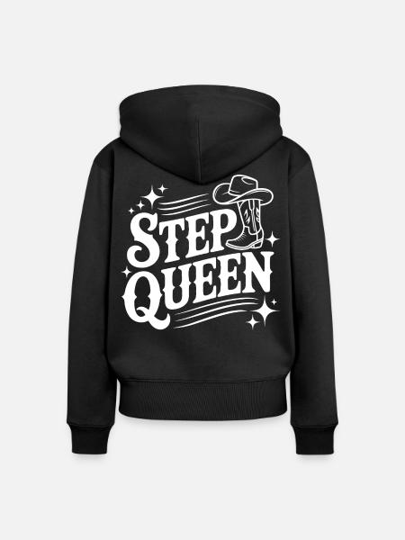 Step Queen Line Dance Cowboystil - Frauen Premium Bio Zip Hoodie - Schwarz