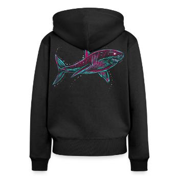Neo Shark - Sweat à capuche zippé Premium bio Femme - noir - Dos - Julia (174cm)