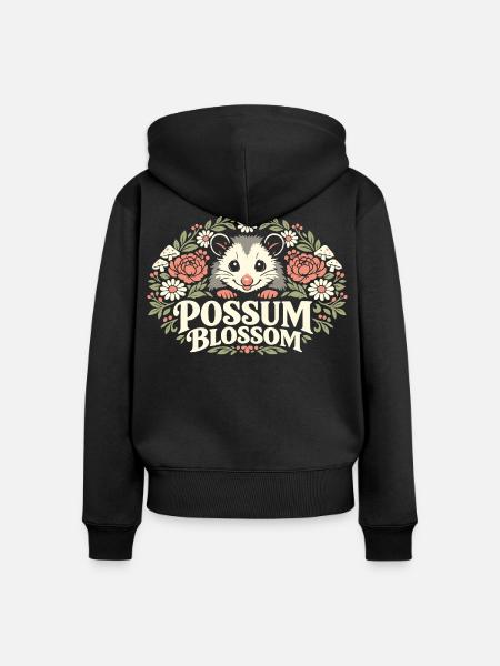 Possum Blossom - Frauen Premium Bio Zip Hoodie - Schwarz