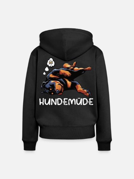 Hundemüde Rottweiler Rottweilerbesitzer Rottie - Frauen Premium Bio Zip Hoodie - Schwarz
