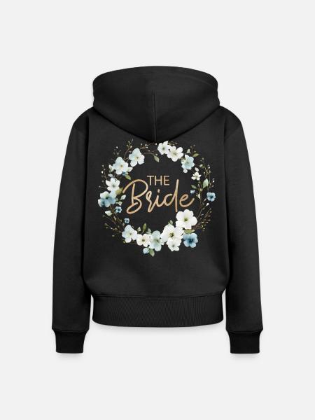The Bride Weiss Blau Blumenkranz - Frauen Premium Bio Zip Hoodie - Schwarz