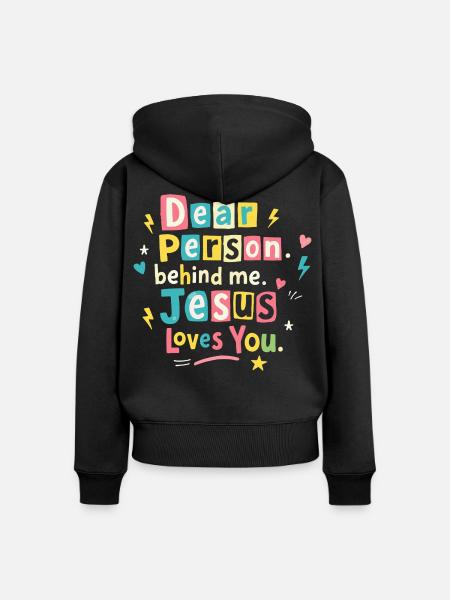 Jesus liebt dich positive Botschaft - Frauen Premium Bio Zip Hoodie - Schwarz