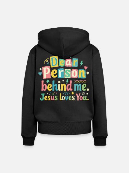 Jesus liebt dich positive Botschaft - Frauen Premium Bio Zip Hoodie - Schwarz