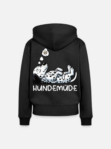 Hundemüde Dalmatiner Dalmatinerbesitzer Dalmatine - Frauen Premium Bio Zip Hoodie - Schwarz