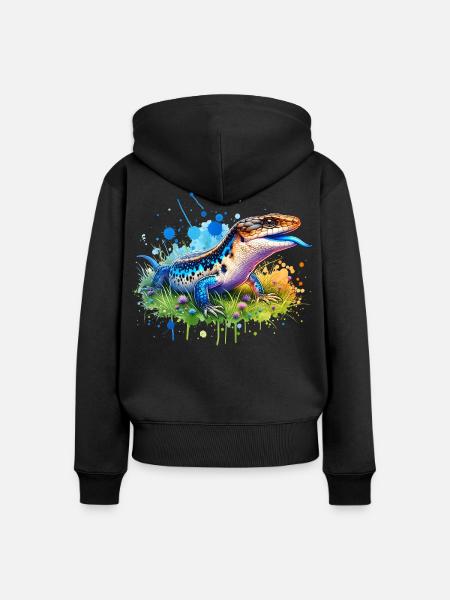 Blauzungenskink Geschenk - Frauen Premium Bio Zip Hoodie - Schwarz